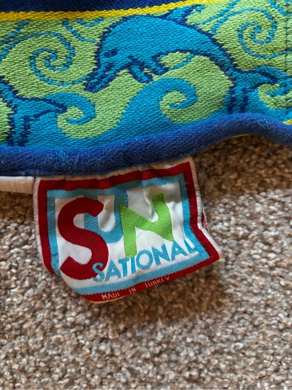 TWO Bright Plaid Beach Towels in Turquoise & Lime